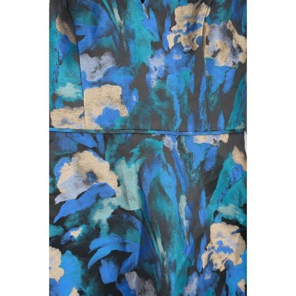 Aiden Mattox Womans Fit & Flare Jacquard Dress Floral Size US 2 EUR 34 Blue NWT - Picture 3 of 5